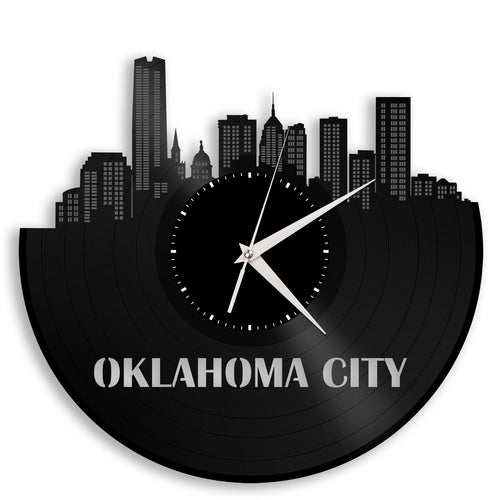 Oklahoma City Skyline Vinyl Wall Clock - VinylShop.US