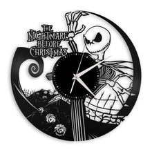 Wall Clock, Nightmare Before Christmas Clock, Jack Skellington Halloween Disney Inspired Wall Decor, Tim Burton, Jack and Sally Vinyl Record - VinylShop.US