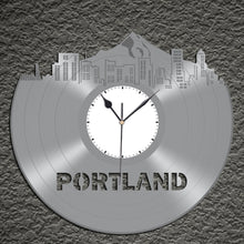 Vintage Wall Clock - Portland Skyline Clock, Vinyl Cityscape Clock, Wall Art Clock,  Modern Wall Clock,  Large Wall Clock, Travel Gift - VinylShop.US
