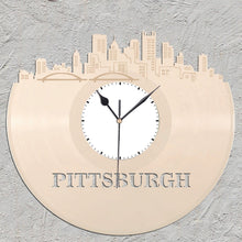 Pittsburgh Art - Skyline Wall Clock,  Wall Clock, Cityscape Clock, Vinyl Record Clock,  Unique Wall Clock,  Large Wall Clock, Vinyl Clock - VinylShop.US