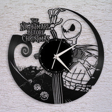Wall Clock, Nightmare Before Christmas Clock, Jack Skellington Halloween Disney Inspired Wall Decor, Tim Burton, Jack and Sally Vinyl Record - VinylShop.US