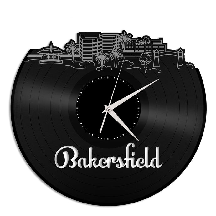 Bakersfield California Skyline Vinyl Wall Clock - VinylShop.US