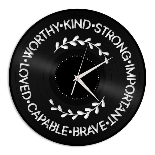 Kind Strong Important Brave Vinyl Wall Clock