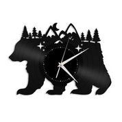 Adventure Bear Mountains and Trees Vinyl Wall Clock