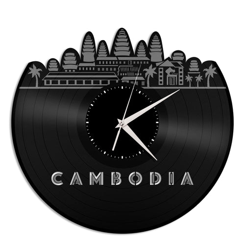Cambodia Skyline Vinyl Wall Clock - VinylShop.US
