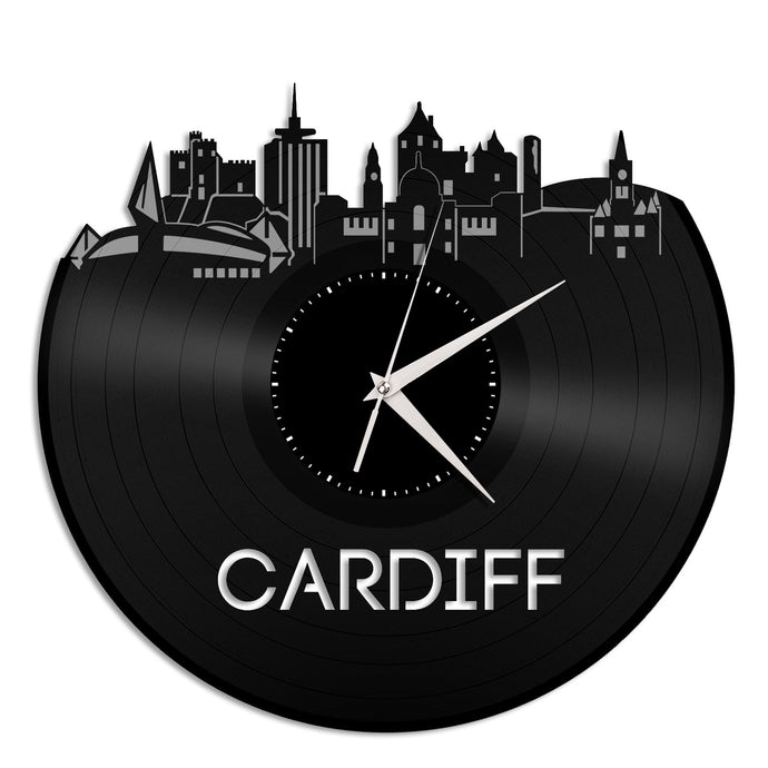 Cardiff Wales Skyline Vinyl Wall Clock - VinylShop.US