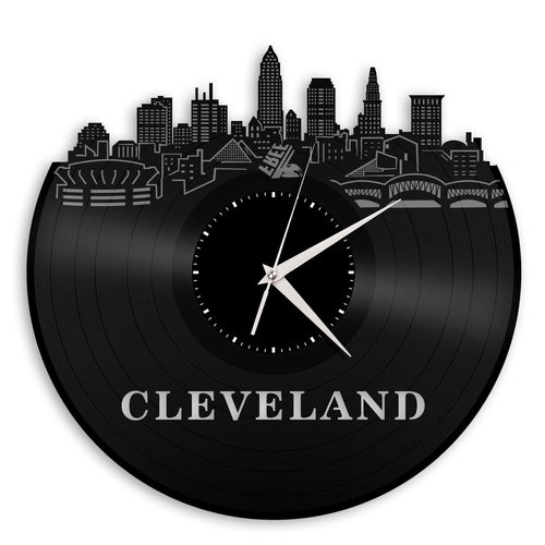 Cleveland Skyline Vinyl Wall Clock Updated - VinylShop.US