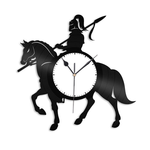 Knight on Horse Silhouette Vinyl Wall Clock