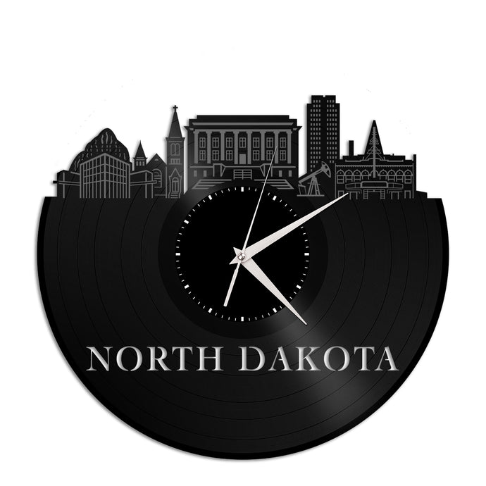 North Dakota Skyline Vinyl Wall Clock - VinylShop.US