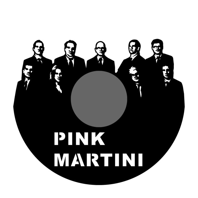 Pink Martini band CLOCK BL WH