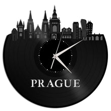 Prague Clock, Vinyl Record Skyline Wall Clock Updated - VinylShop.US