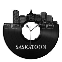 Saskatoon City Skyline Vinyl Wall Clock - VinylShop.US