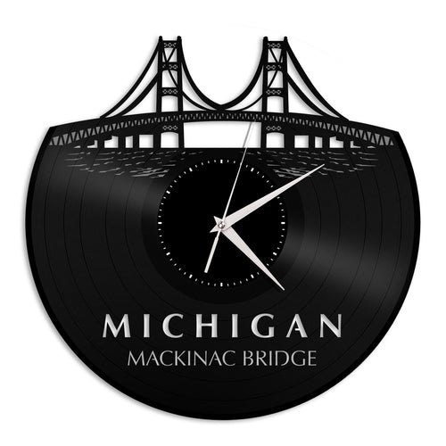 Mackinac Bridge Michigan Vinyl Wall Clock