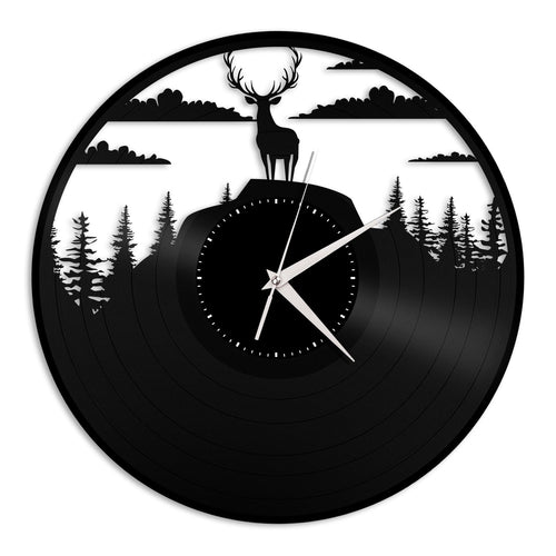 Elk on Mountain Vinyl Wall Clock