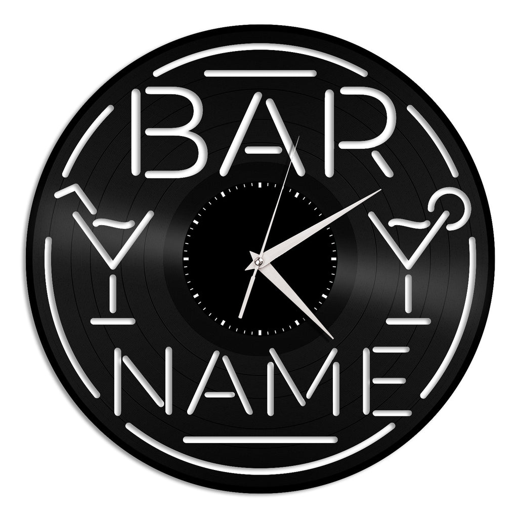 Bar Custom Name Neon Sign Vinyl Wall Clock Skyline Unique T Home Office Decoration Vinylshopus