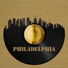 Philadelphia Skyline - Philly Wall Art, PHL Cityscape, Personalized Gift Idea for Men, Vinyl Record Skyline Art, Your First Song Gift Idea - VinylShop.US
