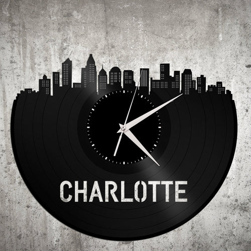 Charlotte Skyline Vinyl Wall Clock - VinylShop.US