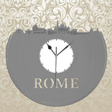 Modern Clock - Rome Skyline Clock, Vinyl Record Clock, Skyline Art, Unique Wall Clock, Large Wall Clock, Gift For Him, Rome Cityscape - VinylShop.US