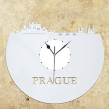 Prague Skyline - Wall Art Clock,  Prague Print Wall Clock, Cityscape Clock, Vinyl Record Clock,  Unique Wall Clock,  Large Wall Clock - VinylShop.US