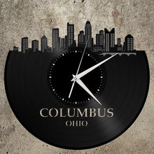 Columbus Skyline - Ohio Art Clock, Trendy Wall Clock, Cityscape Clock, Vinyl Record Clock,  Unique Wall Clock,  Large Wall Art, Novelty Gift - VinylShop.US