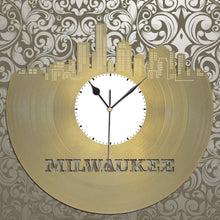Milwaukee Skyline - Wall Art Clock,  Milwaukee Va Wall Clock, Milwaukee Clock, Vinyl Record Clock,  Unique Wall Clock,  Large Wall Clock - VinylShop.US
