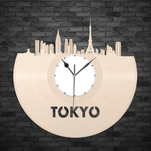 Tokyo Skyline - Japanese Art Clock,  Tokyo Wall Art,  Tokyo Clock, Cityscape Clock, Vinyl Record Clock,  Unique Wall Clock, Tokyo Japan - VinylShop.US