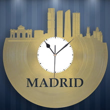 Real Madrid Skyline Clock, Spain Cityscape, Spanish Decor, Vinyl Record Art, Unique Gifts For Guys, Madrid Spain, City Wall Decor, Retro - VinylShop.US