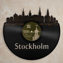 Stockholm Wall Decor, Modern Art, Swedish Gift, Sweden Travel, Scandinavian Print, Vinyl Wall Art, Unique Clock, Record Art, Home Decoration - VinylShop.US
