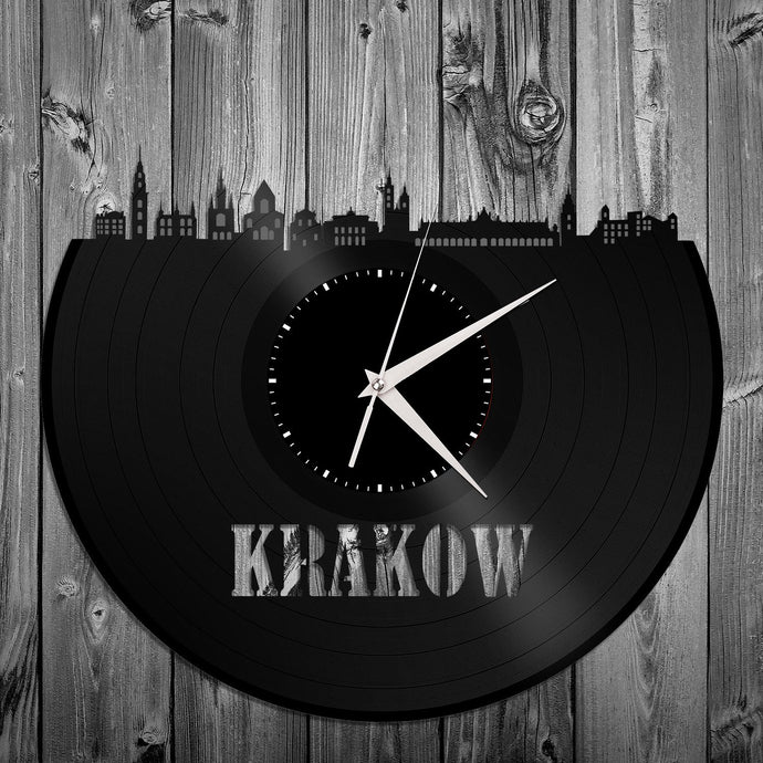 Polish Gift, Historic Krakow Skyline Clock - Poland Cityscape, Wawel, Castle, Cracow Clock, Unique Wall Clock, Broad City Travel - VinylShop.US