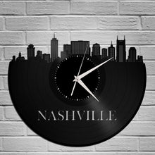 Nashville Skyline - Nashville Art Clock,  Nashville Wall Art,  Nashville Clock, Cityscape Clock, Vinyl Record Clock,  Unique Wall Clock - VinylShop.US