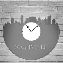 Nashville Skyline - Nashville Art Clock,  Nashville Wall Art,  Nashville Clock, Cityscape Clock, Vinyl Record Clock,  Unique Wall Clock - VinylShop.US
