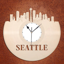 Seattle Skyline - Wall Art Clock,  Wall Clock, Cityscape Clock, Vinyl Record Clock,  Unique Wall Clock,  Large Wall Clock, Vinyl Clock - VinylShop.US