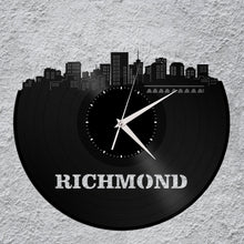 Richmond Skyline - Wall Art Clock,  Richmond Va Wall Clock, Richmond Clock, Vinyl Record Clock,  Unique Wall Clock,  Large Wall Clock - VinylShop.US