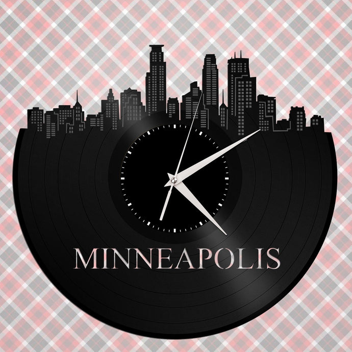 Minneapolis St Paul Skyline Clock - Minneapolis Wall Art, Minnesota Cityscape Skyline, Large Wall Decor, Large Clock, Large Wall Clock, Gift - VinylShop.US