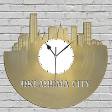 Oklahoma City Skyline - Oklahoma Clock, City Art, Cityscape Gift, Vinyl Record Clock,  Unique Wall Clock, Large Wall Clock, Personalized Art - VinylShop.US
