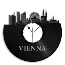 Personalized Corporate Gifts, Vienna Austria Skyline Clock, Austrian Gift, Personalized Clock, Company Gifts, Repurposed Vinyl Record Art - VinylShop.US
