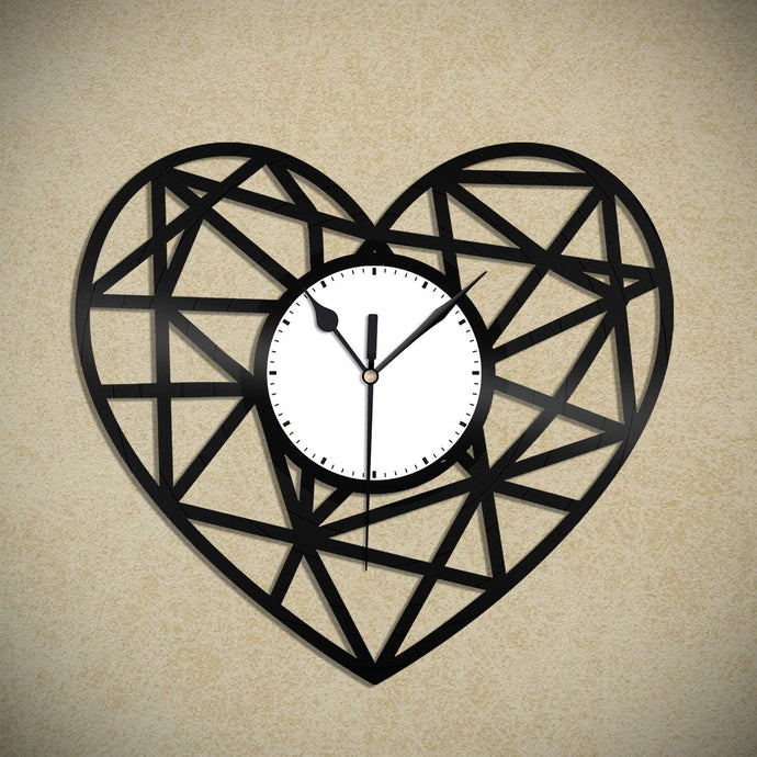 Geometric Heart Vinyl Wall Clock - VinylShop.US