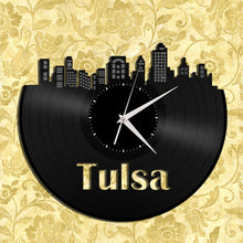 Room Wall Decor - Tulsa Clock, Skyline Wall Art, Oklahoma Gift, Decorative Plates, Personalized Clock, Vinyl Record Clock, City Vinyl Art - VinylShop.US