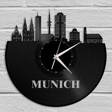Munich Clock, Germany Gift, Personalized Gift for Best Friend, Munich, Germany, Home Decor, Wall Art, Repurposed Vinyl Record Clock - VinylShop.US