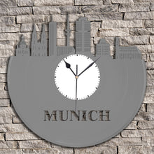 Munich Clock, Germany Gift, Personalized Gift for Best Friend, Munich, Germany, Home Decor, Wall Art, Repurposed Vinyl Record Clock - VinylShop.US