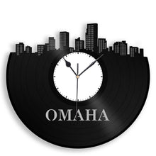 Vinyl Wall Clock, Omaha Cityscape Clock, Omaha Vinyl Record Clock,  Unique Wall Clock,  Large Wall Clock, Vinyl Clock - VinylShop.US