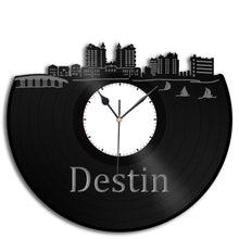 Destin Florida Clock, Destin Vacation Home Decor Ideas, Coastal Decoration, Sea Wall Decor, Repurposed Record Decorations, Unique Mini Art - VinylShop.US