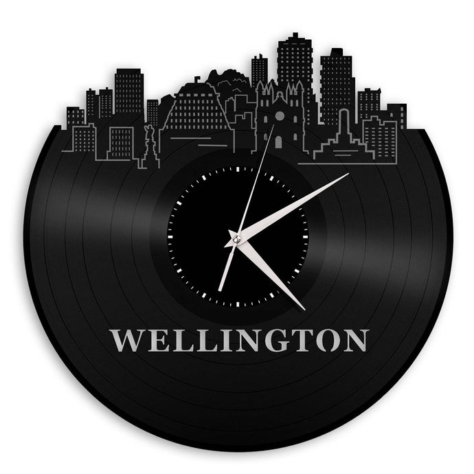 Wellington Skyline Clock New Zealand Wellington Cityscape Old Record Clock Unique Wall Clock Gift For Him Skyline Clock Record Wall Clock - VinylShop.US