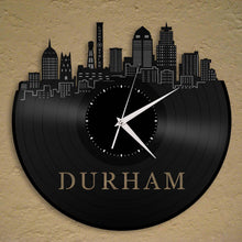 Durham NC Skyline Durham Record Clock Vinyl Skyline Wall Decal Durham Art Clock Modern City Skyline Durham Retro Clock Housewarming Gift - VinylShop.US