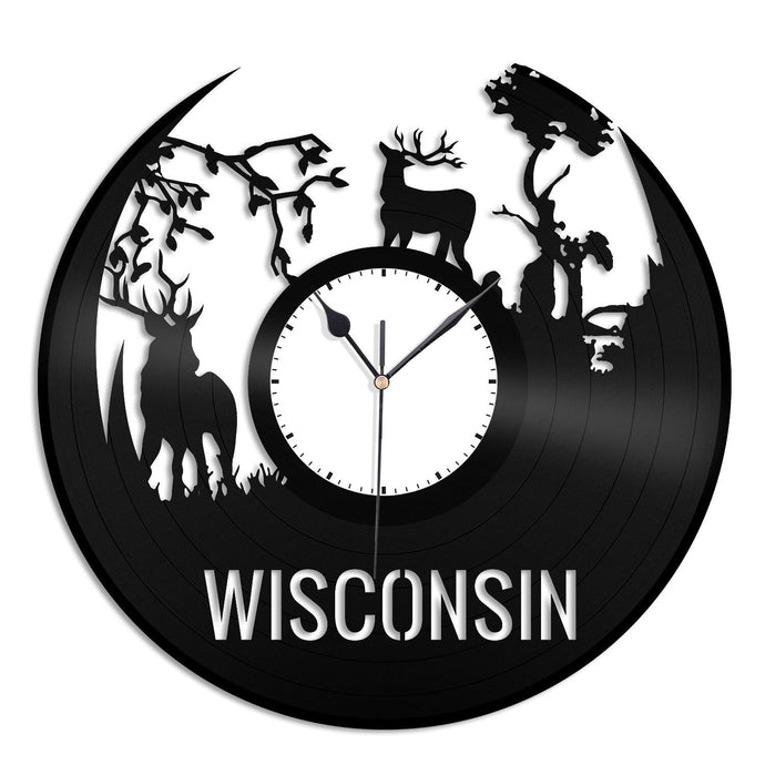 Wisconsin Forest Deers Vinyl Wall Clock - VinylShop.US
