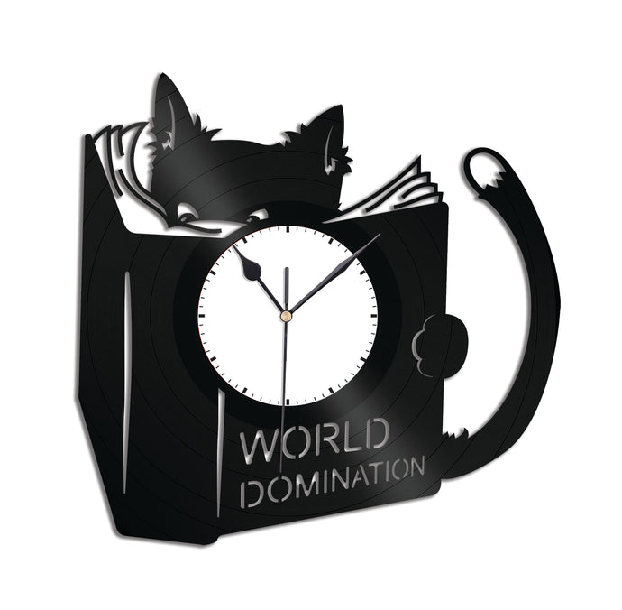 World Domination for Cats Vinyl Wall Clock